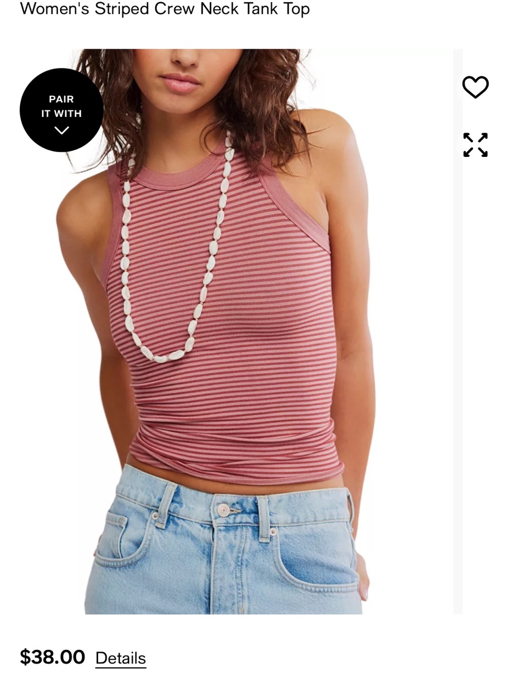 Free People Stripped Crew Neck Tank Top-NWT!